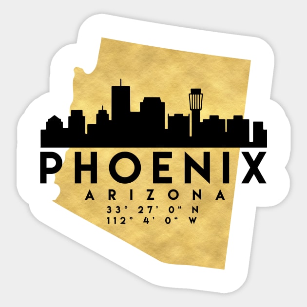 Phoenix Arizona Skyline Map Art Sticker by deificusArt